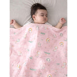 LSB Pink Animal Parade, Super Soft Breathable Pure Muslin Cotton Blanket for Newborns & Infants with free storage pouch
