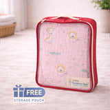 LSB Pink Animal Parade, Super Soft Breathable Pure Muslin Cotton Blanket for Newborns & Infants with free storage pouch