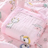 LSB Pink Animal Parade, Super Soft Breathable Pure Muslin Cotton Blanket for Newborns & Infants with free storage pouch