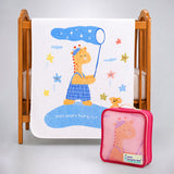 LSB Giraffe Star Catcher Super Soft Muslin Cotton Blanket for Newborns & Infants with Free Storage Pouch