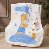 LSB Giraffe Star Catcher Super Soft Muslin Cotton Blanket for Newborns & Infants with Free Storage Pouch