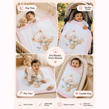 LSB Pink, Prince Bear Soft Cotton Winter Blanket for Newborn & Infants with Free Storage Pouch