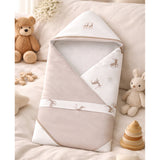 LSB Brown Deer Theme Soft Cotton Winter Wrapper with Hood for Newborn & Infants with Free storage Pouch