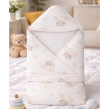 LSB Superhero Elephant Theme Soft Quilted Cotton Winter Wrapper with Hood for Newborn & Infants with Free storage Pouch