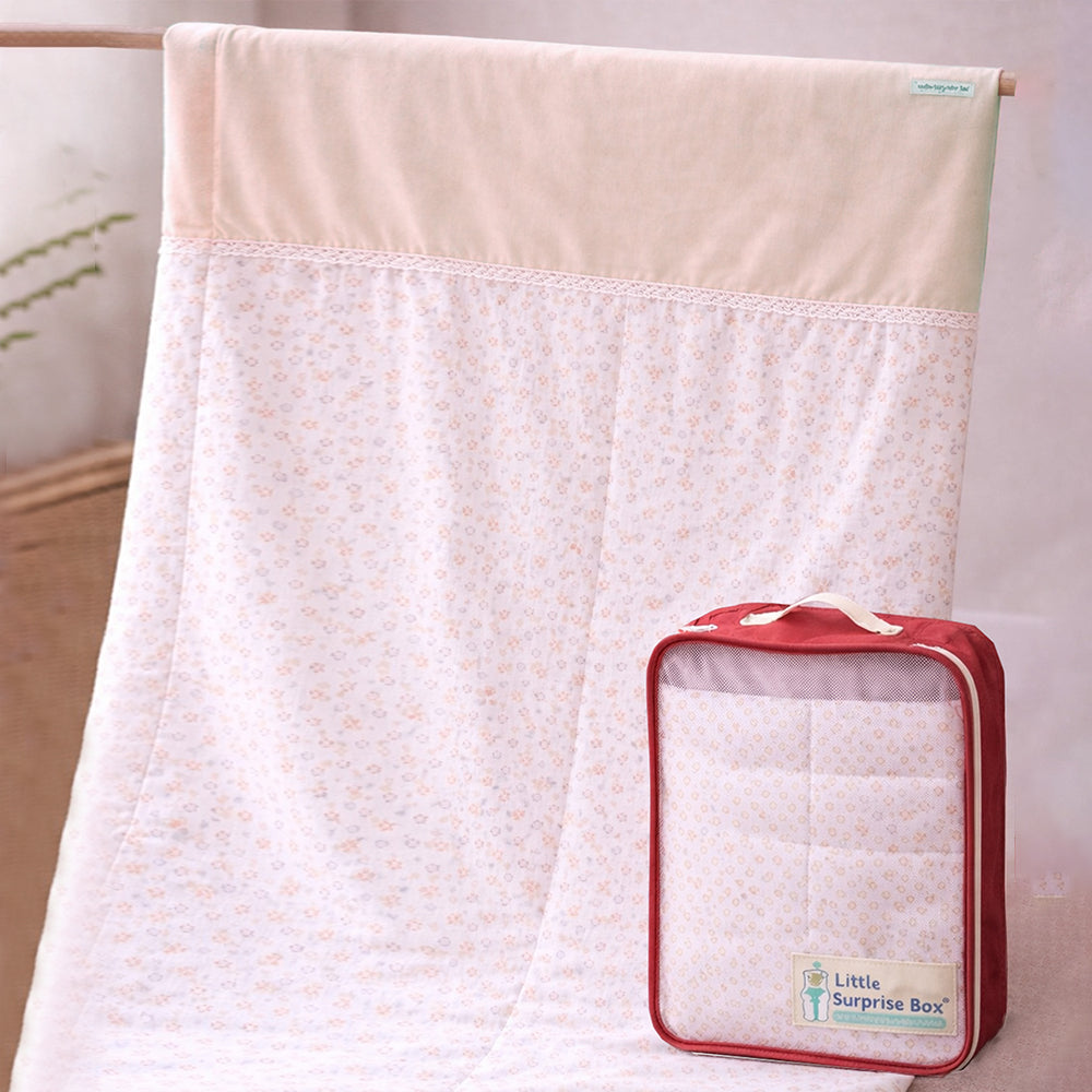 LSB Small Leaves Theme Soft Cotton Winter Wrapper with Hood for Newborn & Infants with Free storage Pouch