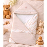 LSB Small Leaves Theme Soft Cotton Winter Wrapper with Hood for Newborn & Infants with Free storage Pouch