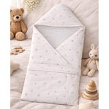LSB Peach Soft Quilted Cotton Winter Wrapper with Hood for Newborn & Infants with Free storage Pouch
