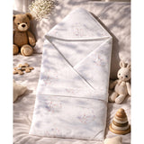 LSB Wreath Wooland Theme Soft Quilted Cotton Winter Wrapper with Hood for Newborn & Infants with Free storage Pouch