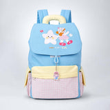 LSB Blue Gingham Girl Star Backpack with Keychain for Kids & Teens