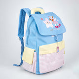 LSB Blue Gingham Girl Star Backpack with Keychain for Kids & Teens