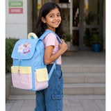 LSB Blue Gingham Girl Star Backpack with Keychain for Kids & Teens