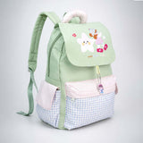LSB Green Gingham Girl Star Backpack with Keychain for Kids & Teens