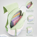 LSB Green Gingham Girl Star Backpack with Keychain for Kids & Teens