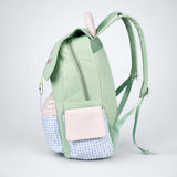 LSB Green Gingham Girl Star Backpack with Keychain for Kids & Teens