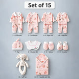 LSB 15 pcs Bunny Wings Floral Newborn Baby Girl Gift Box All Season Wear Hamper(0 - 6 months)