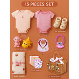 LSB 15 pcs Pink Blessed Home Newborn Hamper/Gift Box for Baby Girl