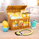 LSB 15 pcs Yellow Blessed Home cane basket Nuetral gender Newborn Hamper/Giftbox set for Newborn Baby Girl/Boy ,0-6 months