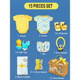 LSB 15 pcs Yellow Blessed Home cane basket Nuetral gender Newborn Hamper/Giftbox set for Newborn Baby Girl/Boy ,0-6 months