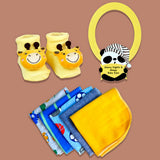 LSB 15 pcs Yellow Blessed Home cane basket Nuetral gender Newborn Hamper/Giftbox set for Newborn Baby Girl/Boy ,0-6 months