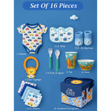 LSB 16pcs Blue King Lion Newborn Hamper/Gift Box for Baby Boy, 0-6 months