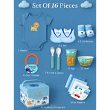 LSB 16 pcs Blue Whale Newborn Hamper/Gift Box for Baby, 0-6 months