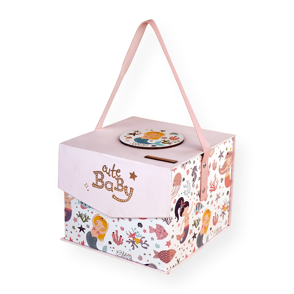 LSB 16pcs Pink Mermaid Newborn Hamper/Gift Box for Baby Girl, 0-6 months