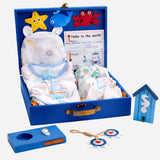 LSB 18pcs Nautical Wooden Suitcase Giftbox for a newborn Baby Boy, All season wear Giftset for Baby, 0-6 months