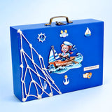 LSB 18pcs Nautical Wooden Suitcase Giftbox for a newborn Baby Boy, All season wear Giftset for Baby, 0-6 months