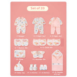LSB 20 pcs Pink Animal Kingdom Newborn Baby Girl/ Boy Gift Box , all season wear Hamper, (0 - 12 months)