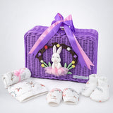LSB 20 pcs, Woodland Rabbit Cane Basket themed Newborn Baby Girl All Season wear,Gift Hamper set,0-12 months