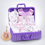 LSB 20 pcs, Woodland Rabbit Cane Basket themed Newborn Baby Girl All Season wear,Gift Hamper set,0-12 months