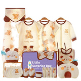 LSB 21 pcs Brown Cream Lovely Bear Newborn Baby Girl/ Boy Gift Box , all season wear Hamper, (0 - 12 months)