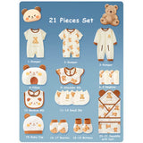 LSB 21 pcs Brown Cream Lovely Bear Newborn Baby Girl/ Boy Gift Box , all season wear Hamper, (0 - 12 months)