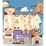 LSB 21 pcs Brown Cream Lovely Bear Newborn Baby Girl/ Boy Gift Box , all season wear Hamper, (0 - 12 months)