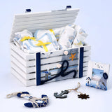 LSB 21 pcs Nautical Wooden Treasure Chest Gift hamper for a newborn baby, Giftset for a baby, 0-12 months