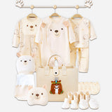 LSB 21pcs Woodland Bear Totebag Hamper for Newborn Baby Boy / Baby Girl, Giftset for Baby , All Season wear, 0-12 months