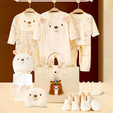 LSB 21pcs Woodland Bear Totebag Hamper for Newborn Baby Boy / Baby Girl, Giftset for Baby , All Season wear, 0-12 months