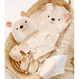 LSB 21pcs Woodland Bear Totebag Hamper for Newborn Baby Boy / Baby Girl, Giftset for Baby , All Season wear, 0-12 months