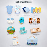 LSB 22 pcs, Blue Animals Newborn Baby Boy, All Season wear,Gift Hamper set,0-6 months