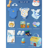 LSB 22pcs Super cute Blue Home Newborn Hamper /Gift Box for Baby, 0-6 months