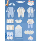 LSB 22pcs Blue Penguin Newborn Baby Girl/ Boy Gift Box , all season wear Gift Hamper, (0 - 12 months)