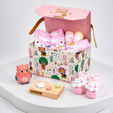 LSB 22 pcs, Pink Animals Newborn Baby Girl All Season wear,Gift Hamper set, 0-6 months