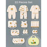 LSB 22 pcs small Bear Hamper for Newborn Baby Boy/ Baby Girl, All season wear hamper with Giraffe travel Suitcase , 0-12 months