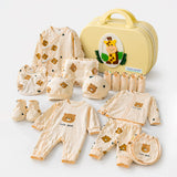 LSB 22 pcs small Bear Hamper for Newborn Baby Boy/ Baby Girl, All season wear hamper with Giraffe travel Suitcase , 0-12 months