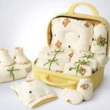 LSB 22 pcs small Bear Hamper for Newborn Baby Boy/ Baby Girl, All season wear hamper with Giraffe travel Suitcase , 0-12 months