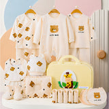 LSB 22 pcs small Bear Hamper for Newborn Baby Boy/ Baby Girl, All season wear hamper with Giraffe travel Suitcase , 0-12 months