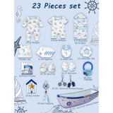 LSB 23 pcs Nautical Big Wooden Boat, Gift hamper for a newborn baby, Giftset for a baby, 0-12 months