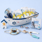 LSB 23 pcs Nautical Big Wooden Boat, Gift hamper for a newborn baby, Giftset for a baby, 0-12 months
