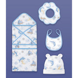 LSB 23 pcs Nautical Big Wooden Boat, Gift hamper for a newborn baby, Giftset for a baby, 0-12 months