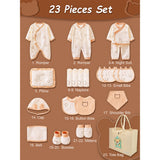 LSB 23pcs Envelope Bear Totebag Hamper for Newborn Baby Boy / Baby Girl, Giftset for Baby , All Season wear, 0-12 months